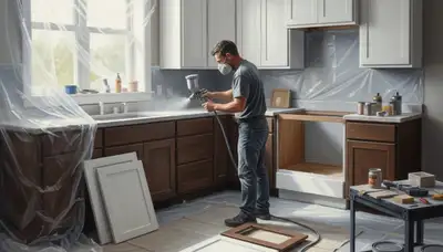 Cabinet painting in Green Bay, WI for a kitchen makeover with durable, smooth finish