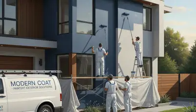 Green Bay, WI exterior house painting by professional painters applying durable coatings to a home