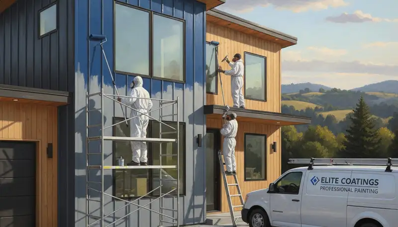 Green Bay, WI exterior house painting by professional painters applying durable weather-resistant coating